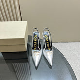 ANGELINA 10 CM SLINGBACK IN SILVER CALFSKIN